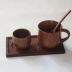 Cuối khay trà khay gỗ nhỏ khay đôi vòng tròn coaster gia vị chai jar pad trà coaster cách nhiệt pad bằng gỗ coaster giữ cốc