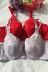 Mùa hè mát mẻ thoáng mát ren mỏng gợi cảm AB cup điều chỉnh áo ngực ba ngực nữ đồ lót màu đỏ