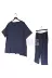 Phong Bao Yu cao cấp màu rắn cotton nam phù hợp với kích thước lớn ngắn tay T-Shirt quần cotton lụa đồ ngủ buổi sáng tập thể dục mặc giản dị