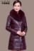 Áo khoác da nữ dài phần 2018 mới Hained Sheep leather fox fur slim coat lông trung niên ao da cao cap Quần áo da