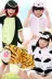 Trẻ em jumpsuit động vật mùa hè bông ngắn tay khủng long phim hoạt hình đồ ngủ phần mỏng cô gái chàng trai cha mẹ và con trang phục Cha mẹ và con