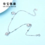 Chính hãng S925 sterling bạc nhỏ mắt cá chân nữ đột quỵ đào Hàn Quốc phiên bản đơn giản của sinh viên gợi cảm Sen chuyển hạt vòng đeo chân nữ