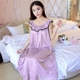 Nightdress nữ mùa hè không tay voan cộng với chất béo kích thước lớn chất béo MM200 kg lỏng ladies sexy ice silk đồ ngủ phần dài Đêm đầm