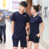 Mùa hè những người yêu thích thể thao cotton ngắn tay quần short nam giới và phụ nữ thể thao giản dị mùa hè V-Cổ chạy quần áo bộ quần áo gió nam adidas Thể thao sau
