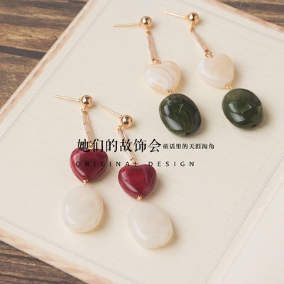 taobao agent Genuine Japanese resin heart-shaped, earrings, ear clips, no pierced ears