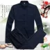 Mùa xuân mới bông và vải lanh tang phù hợp với nam giới phù hợp với tấm khóa đứng cổ áo dài- tay Trung Quốc zen phong cách quốc gia quần áo quần áo Trang phục dân tộc