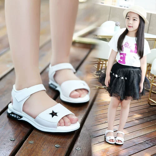Сандалии на платформе, белая розовая пляжная обувь для принцессы, повседневная обувь, мягкая подошва, из натуральной кожи, подходит для подростков