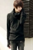Mùa thu và mùa đông Hàn Quốc phiên bản của màu đen ngay cả găng tay cao cổ áo len nam tự trồng đống cổ áo dệt kim áo len nam bib áo khoác Áo len cổ tròn