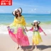 Bên bờ biển kỳ nghỉ ăn mặc mẹ và con gái váy bãi biển váy cha mẹ và con mặc cộng với phân bón XL bohemian dress với sleeves Trang phục dành cho cha mẹ và con