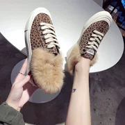 Cộng thêm đôi giày da báo nhung mùa thu đông 2018 phiên bản mới của Hàn Quốc của giày đế dày hoang dã Harajuku giản dị để giúp giày lông nữ