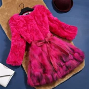 Áo lông cáo mới 2018 cỏ mỏng cổ tròn dài quần áo nữ 毛 áo lông thỏ - Faux Fur