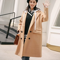 Nữ sinh WHATEVER phiên bản Hàn Quốc của nữ sinh hai chiếc áo khoác len sang trọng mỏng manh trong phần dài của chiếc áo khoác len - Áo Hàn Quốc áo dạ tweed dáng dài