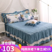 Công chúa gió giường trải giường đơn mảnh giường đặt trơn bông sen lá ren 1.5 1.8 2.0m tấm đôi - Váy Petti
