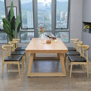 Đồ nội thất tối giản Bắc Âu Bàn ăn và ghế gỗ kết hợp gỗ Bàn trà Kung Fu đơn giản hình chữ nhật đàm phán bàn gỗ dài - Đồ gỗ ngoài trời