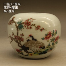 Горшок （特价促销）玩玉款粉彩双鹤鸟食罐 古玩瓷器 古董 仿古瓷器收藏