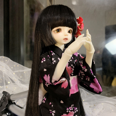 taobao agent [Free shipping] BJD wig black three -knife long straight hair 346 allocation kimono Ji Fa princess cut