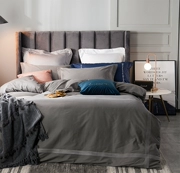 Giường cotton cao cấp bốn mảnh cao cấp bầu không khí đơn giản Châu Âu cotton màu xám chăn mùa hè giường ngủ - Bộ đồ giường bốn mảnh