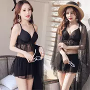 Áo tắm trắng dễ thương màu trắng thanh lịch Áo tắm nữ bikini bikini ba mảnh chia váy 2019 - Bikinis