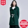 Bán áo khoác nữ 2018 mới buộc mùa thu và đông thẳng eo trùm đầu áo len dài 17158 mẫu áo măng tô nữ