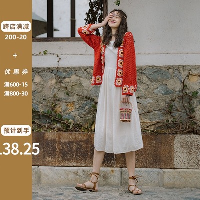 taobao agent Jacket, retro suitable with a skirt, knitted woolen cardigan, top, ethnic style