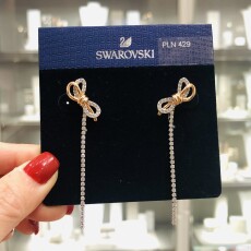 Свисающие серьги 现货 施华洛世奇玫瑰金双色蝴蝶结耳线 优雅送女友 包邮