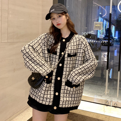 taobao agent Autumn sweater, jacket, sexy cardigan, top, plus size, Chanel style