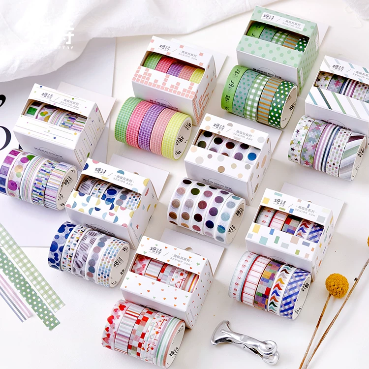Сахарная поэзия Набор базовой washi-ленточки Small Fresh Basic Salt Dot Grid Handbook Decoration Sticker Material