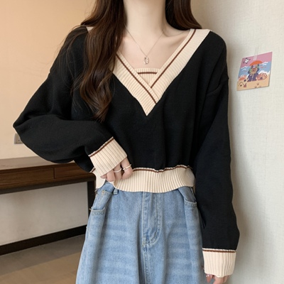 taobao agent Knitted design sweater, short jacket, plus size, autumn, fitted, trend of season, long sleeve