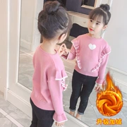 Bộ áo len bé gái 2018 mới cộng với nhung dày mùa thu và đông Hàn Quốc phiên bản áo len trẻ em đáy lớn thời trang trẻ em - Áo len thể thao / dòng may
