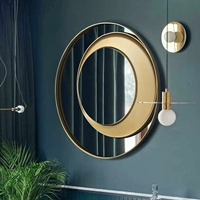 Украшение, настенное круглое креативное зеркало для гостиной, в американском стиле, легкий роскошный стиль