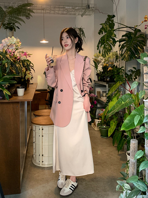 taobao agent Fuchsia classic suit jacket, advanced set, dress, plus size, high-quality style, fitted