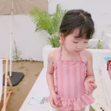 Брендовый розовый купальник для девочек