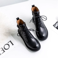 Martens, ботинки, черные короткие сапоги в английском стиле, подходят к юбкам, из натуральной кожи, в британском стиле