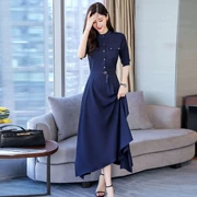 Xuân-Hè 2019 nữ mới đơn giản khí chất nữ thần thời trang Fan Yang khí eo cao váy đầm thon - Váy eo cao