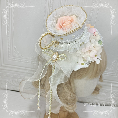 taobao agent Can be changed to original hand -made hand -made Lolita gorgeous flower wedding tea cup hat lolita handmade hat