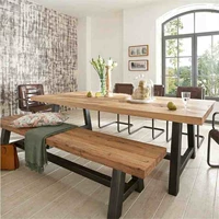 Phòng khách gia đình châu Âu đơn giản rèn sắt thức ăn nhanh nhà hàng bàn ăn và ghế có thể được tùy chỉnh đồ nội thất bàn ăn và ghế kết hợp gỗ rắn - Đồ gỗ ngoài trời bàn ăn ngoài trời