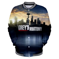 Xu hướng mới Greys Anatomy In kỹ thuật số 3D Vòng cổ dài tay áo bóng chày - Thể thao sau bộ quần áo adidas nữ mùa hè