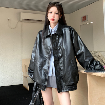 taobao agent Retro train model, black jacket, plus size, American style, 2023 collection, autumn