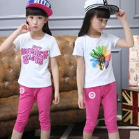 Quần áo trẻ em nữ hè 2019 trẻ em Phiên bản Hàn Quốc của bộ đồ ngắn tay trong quần bé gái thể thao hai mảnh và giải trí hai mảnh - Khác quần áo trẻ em thu đông
