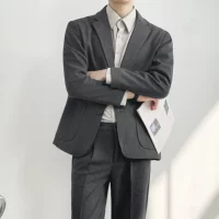 Демисезонный шерстяной мужской расширенный костюм для отдыха, трендовый топ, изысканный стиль, в корейском стиле