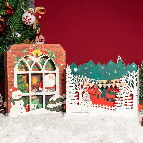 Miss Card Led Light S Трехсторонние рождественские поздравления, лазерный лазер, фестиваль клиентов Gourmet Customer