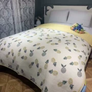 Hàn Quốc rửa sạch bông chéo hai mặt bông bông trải giường bốn mùa lanh phim hoạt hình mùa hè ba mảnh nệm - Trải giường