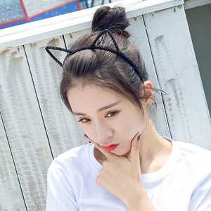 可爱的猫耳朵发箍超萌韩国甜美发卡压头箍细发饰头饰洗脸黑色超仙