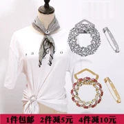 Khăn quàng cổ hoang dã cao cấp sang trọng khóa áo góc thắt nút thắt nút Hàn Quốc phiên bản kép sử dụng khăn quàng vuông vuông khóa trâm cài nữ - Trâm cài