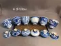 Jingdezhen lạnh lò nung vẽ tay màu xanh và trắng phong cảnh hi hình mini cover cup Linglong kungfu đặt bộ bát nhỏ 100cc - Trà sứ tách trà đẹp