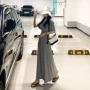 Hàn Quốc Dongdaemun nữ 2019 hè mới phong cách thời trang đơn giản thắt lưng backless váy dài triều se - Váy dài váy suông dài qua gối
