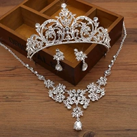 Аксессуар для невесты, комплект, ювелирное украшение, тиара, ожерелье, цепочка, 3 предмета, европейский стиль, свадебный аксессуар