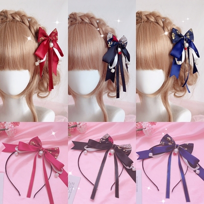 taobao agent Gorgeous hot bold embroidery big bow hair hoop lolita Chinese style hair clip and wind band girl hair accessories