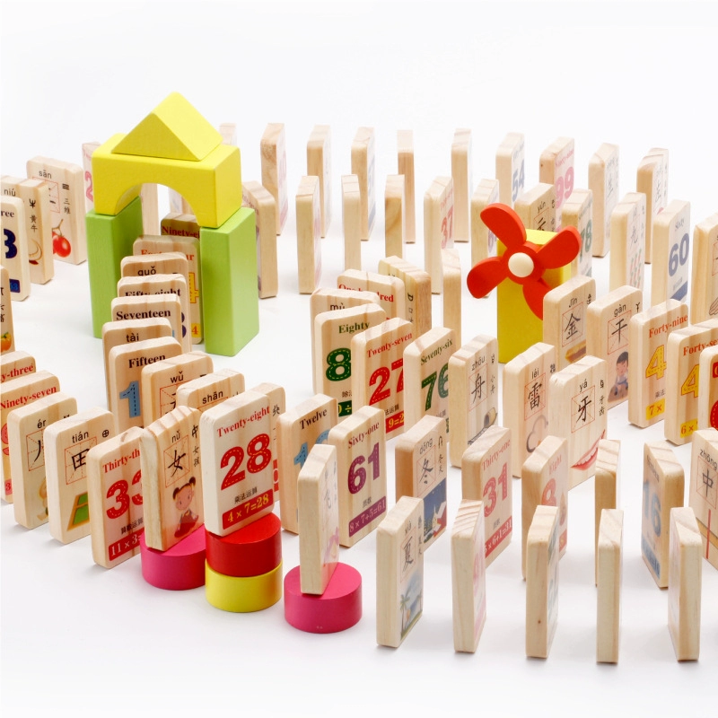 2019 hai mặt nhân vật Trung Quốc số đồ chơi khối gỗ Dono đồ chơi khối bé trai và bé gái năm tuổi - Khối xây dựng