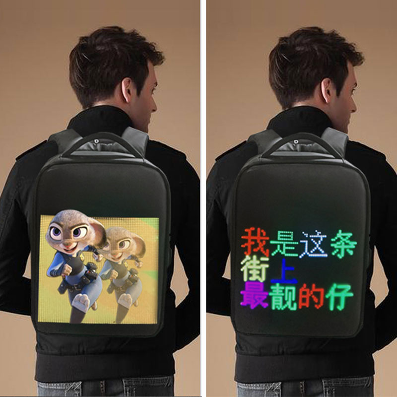 Khuyến mãi quảng cáo ba lô phát sáng có đèn LED với màn hình điện tử di động Didi vai lái xe cặp học sinh Balo có màn hình led Balo màn hình led divoom pixoo backpack-m